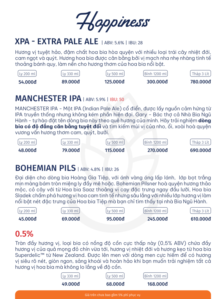 menu brewhaha local craft beer danang