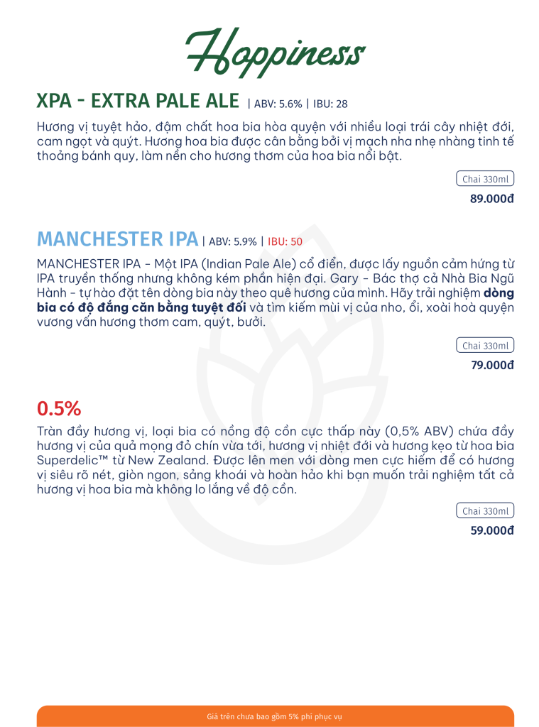 bia ngũ hành hoppiness